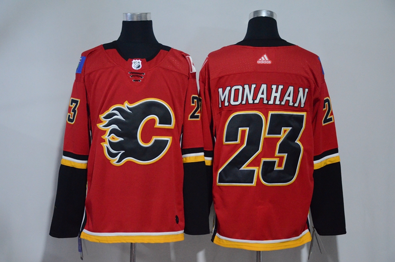 Men Calgary Flames 23 Monahan Red Hockey Stitched Adidas NHL Jerseys
